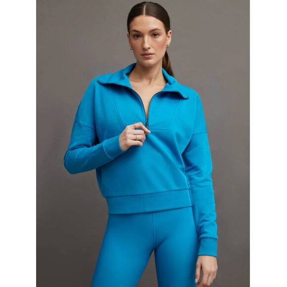 (S) NWT $128 CARBON38 FRENCH TERRY HALF ZIP HAWAIIAN SURF BLUE - Picture 2 of 8